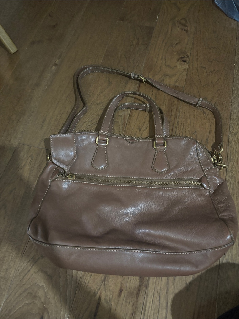 Marc by Marc Jacobs Brown Leather Shoulder Tote with Gold Hardware